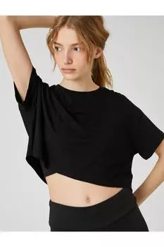 Укороченная спортивная футболка Relax Fit Koton, черный