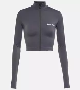 Укороченная спортивная куртка на молнии Palm Angels, серый