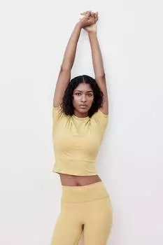 Укороченная спортивная рубашка с драймоувом H&M, желтый