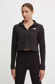 Укороченная спортивная толстовка с молнией 1/4 The North Face 100 Glacier, черный