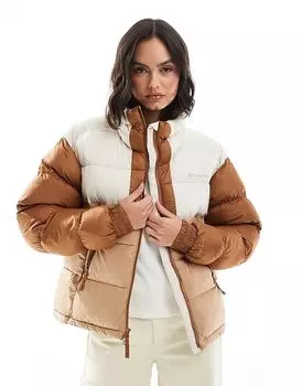Укороченная стеганая куртка Pike Lake II цвета каноэ, мела и верблюжьего коричневого цвета Columbia