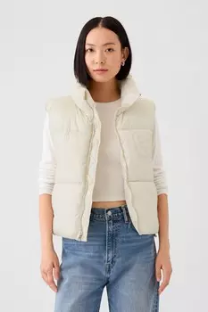 Укороченная стеганая куртка с логотипом Gap, бежевый