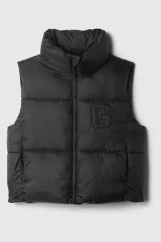 Укороченная стеганая куртка с логотипом Gap, черный