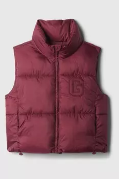 Укороченная стеганая куртка с логотипом Gap, красный