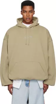 Укороченная свободная толстовка с капюшоном с овальным логотипом VETEMENTS, Taupe