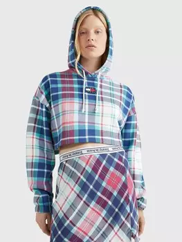 Укороченная тартанская худи Tommy Hilfiger, белый