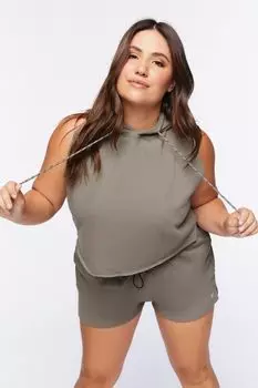 Укороченная толстовка Active Raw Cut больших размеров Forever 21, серо-коричневый