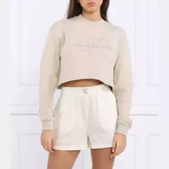 Укороченная толстовка Calvin Klein, бежевый