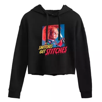 Укороченная толстовка Chucky Snitches Get Stitches для юниоров Licensed Character, черный