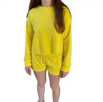 Укороченная толстовка для девочек желтого цвета flowers by zoe