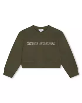 Укороченная толстовка для девочки с логотипом спереди Marc Jacobs, цвет Kaki