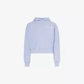 Укороченная толстовка Health Club из хлопкового джерси Sporty & Rich, цвет washed periwinkle