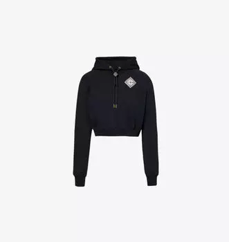 Укороченная толстовка из хлопкового трикотажа с нашивками Casablanca, черный