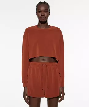 Укороченная толстовка из модала OYSHO, коричневый