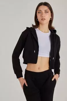 Укороченная толстовка на молнии Pink Vanilla, черный