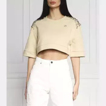 Укороченная толстовка Pinko, бежевый