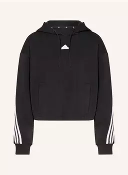 Укороченная толстовка с капюшоном Adidas, черный