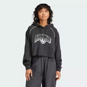 Укороченная толстовка с капюшоном Adidas, цвет Black