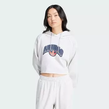 Укороченная толстовка с капюшоном Adidas, цвет Light Grey Heather