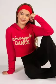 Укороченная толстовка с капюшоном для девочек с блестками Pineapple, красный