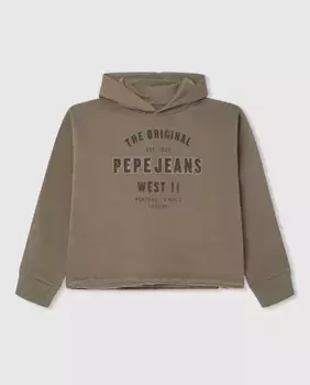 Укороченная толстовка с капюшоном для девочки Pepe Jeans, зеленый