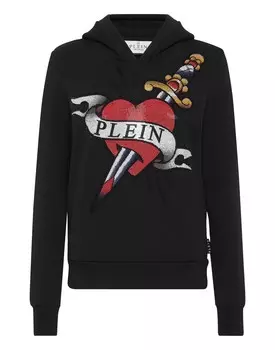 Укороченная толстовка с капюшоном для мужчин с татуировкой Love Love Philipp Plein, черный