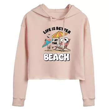 Укороченная толстовка с капюшоном для подростков Peanuts Snoopy At The Beach Licensed Character, розовый