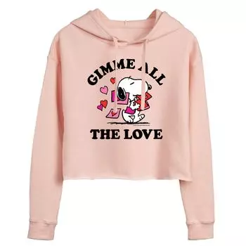 Укороченная толстовка с капюшоном для подростков Peanuts Snoopy "Gimme All The Love" ко Дню святого Валентина Licensed Character