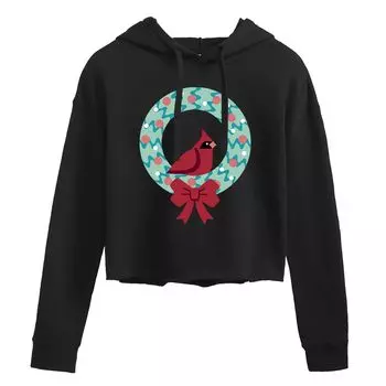 Укороченная толстовка с капюшоном для юниоров Christmas Cardinal Wreath Licensed Character