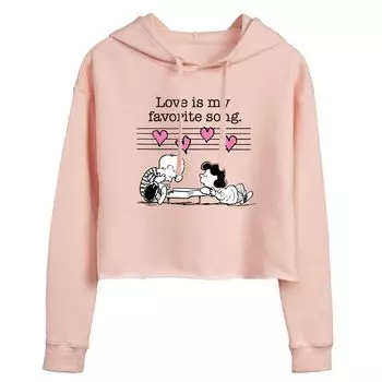Укороченная толстовка с капюшоном для юниоров Peanuts Piano с надписью «Love Is My Favorite Song» Licensed Character
