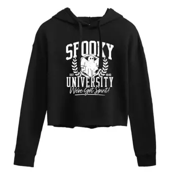 Укороченная толстовка с капюшоном для юниоров Spooky University Licensed Character, черный
