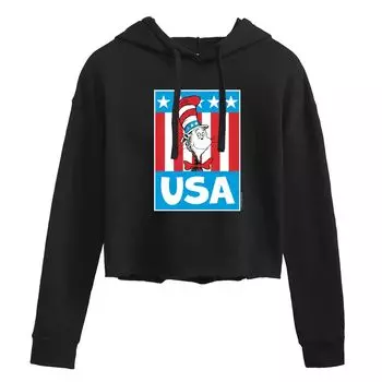 Укороченная толстовка с капюшоном Dr. Seuss Cat In The Hat для юниоров Licensed Character, черный