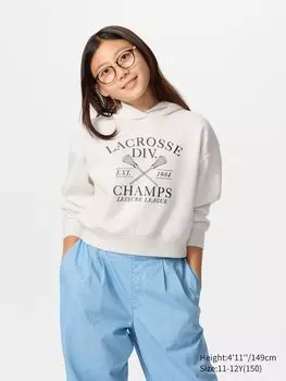 Укороченная толстовка с капюшоном dry sweat Uniqlo, цвет 01 белый