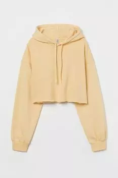 Укороченная толстовка с капюшоном H&amp;M, светло-желтого