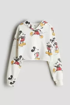 Укороченная толстовка с капюшоном H&M, мультиколор