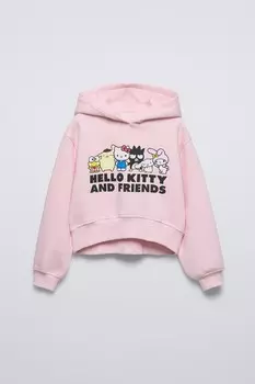 Укороченная толстовка с капюшоном hello kitty and friends sanrio ZARA, розовый