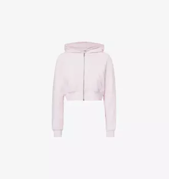 Укороченная толстовка с капюшоном из хлопковой смеси с начесом внутри Good American, розовый