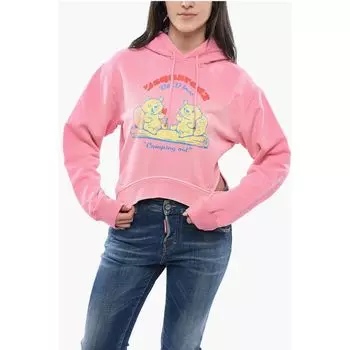 Укороченная толстовка с капюшоном из начесаного хлопка CAMPING OUT Dsquared2, Multicolor