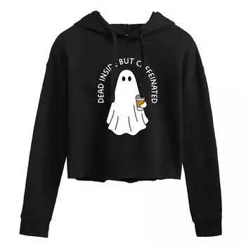 Укороченная толстовка с капюшоном Juniors' Dead Inside с кофеином Ghost Licensed Character, черный