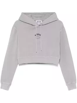 Укороченная толстовка с капюшоном MOSCHINO JEANS, серый