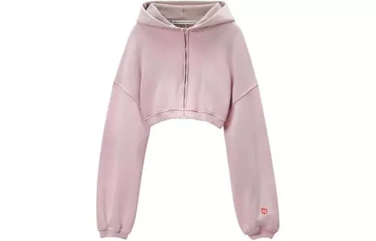 Укороченная толстовка с капюшоном на молнии Alexander Wang, розовый