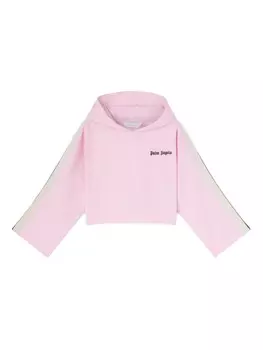 Укороченная толстовка с капюшоном с принтом Palm Angels Kids, розовый