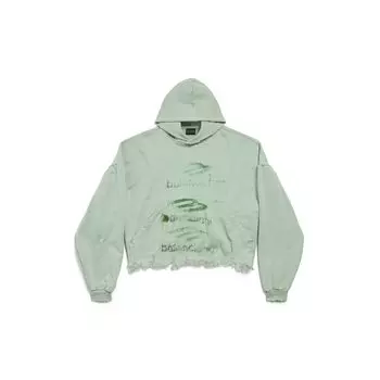 Укороченная толстовка с капюшоном с принтом своими руками BALENCIAGA