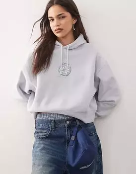 Укороченная толстовка с капюшоном Santa Cruz Offshore Dot светло-голубого цвета