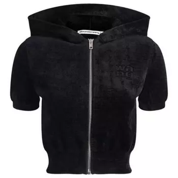 Укороченная толстовка с коротким рукавом и логотипом Alexander Wang, черный