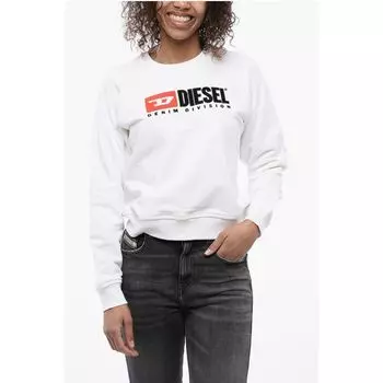 Укороченная толстовка с круглым вырезом и логотипом-буквой Diesel, White