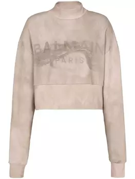 Укороченная толстовка с логотипом Balmain, нейтральный