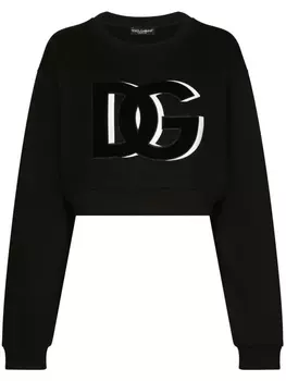 Укороченная толстовка с логотипом DG Dolce & Gabbana, черный