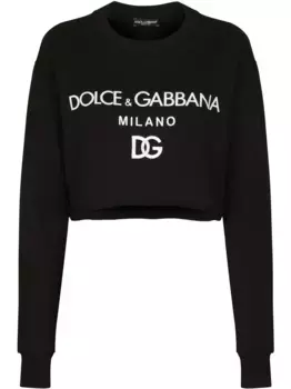 Укороченная толстовка с логотипом DOLCE & GABBANA, черный