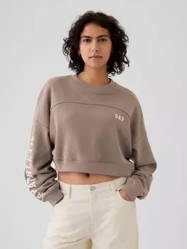 Укороченная толстовка с логотипом Gap, коричневый